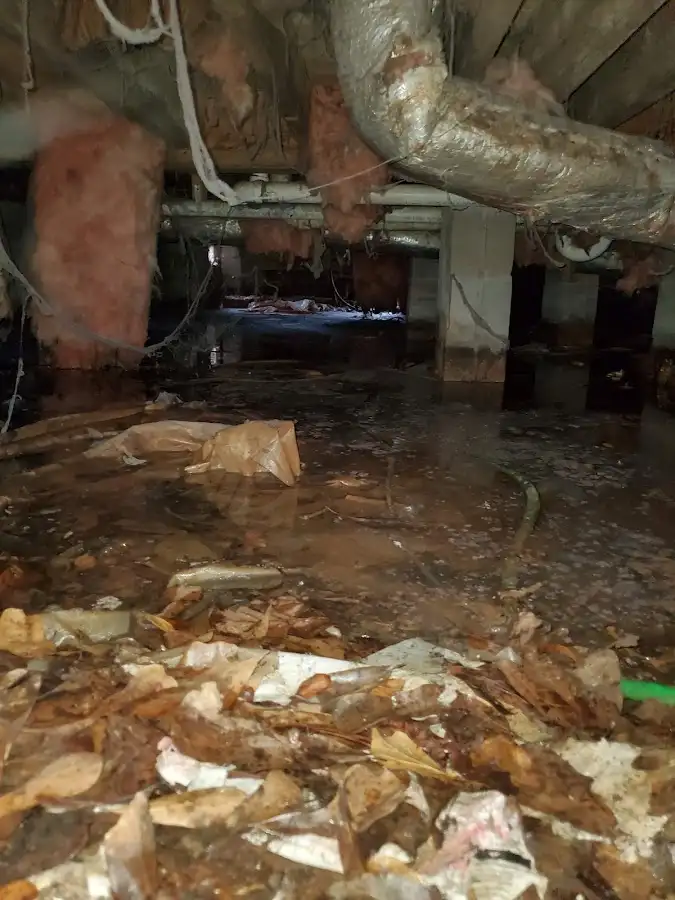 Crawl space flood assessment for Commercial Water Damage Restoration in Upper Saddle River