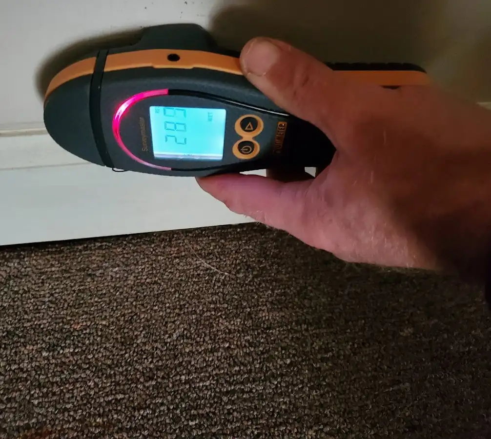 Moisture detection at baseboard during Sewage Cleanup & Sanitation in Upper Saddle River